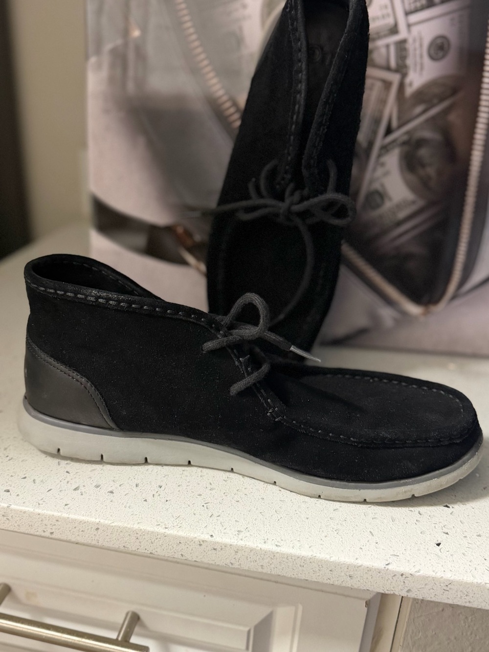 UGG Men's Black Suede Chukka Boot with White Sole